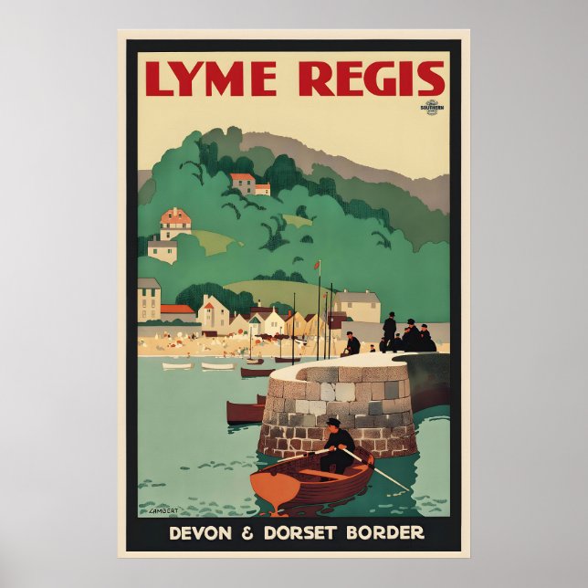 Lyme Regis Devon Dorset gränsen England Storbritan Poster (Framsidan)