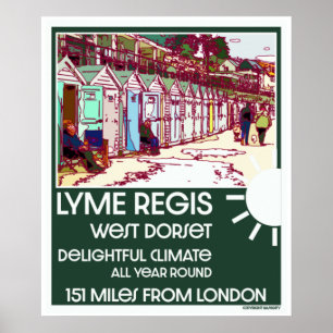Lyme Regis Dorset England Vintage British Helgdag Poster