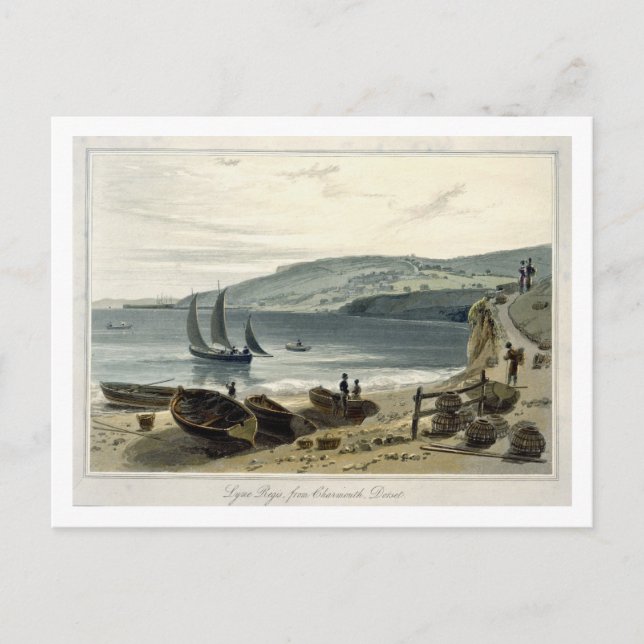 Lyme Regis, från Charmouth, Dorset, från "A voyage Vykort (Framsida)