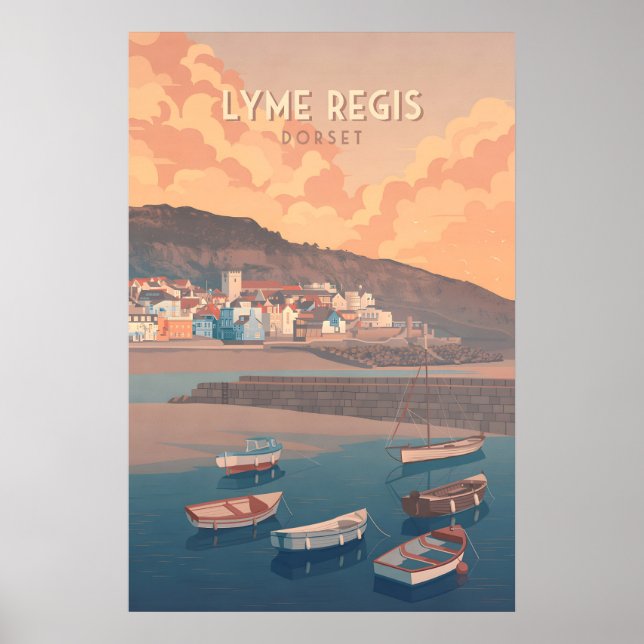Lyme Regis Kust Reseskylt Poster (Framsidan)
