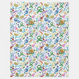 Lyme Sjukdom Hjärtmedvetandegrad Blanket Grönt Rib Fleecefilt