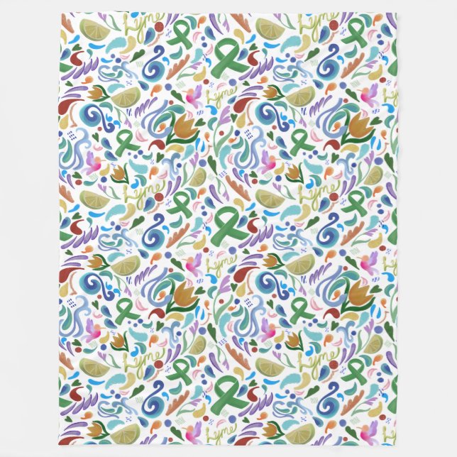 Lyme Sjukdom Hjärtmedvetandegrad Blanket Grönt Rib Fleecefilt (Framsidan)