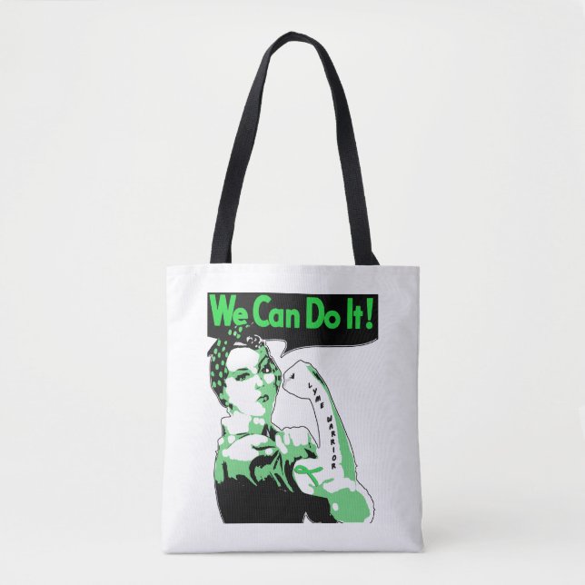 Lymesjuka medvetenhet "We Can Do It" Tote Bag Tygkasse (Framsida)