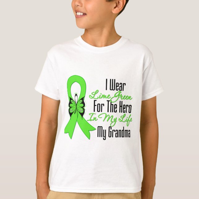 Lymfkörtelcancercancerband min hjälte min mormor tee shirt (Framsida)