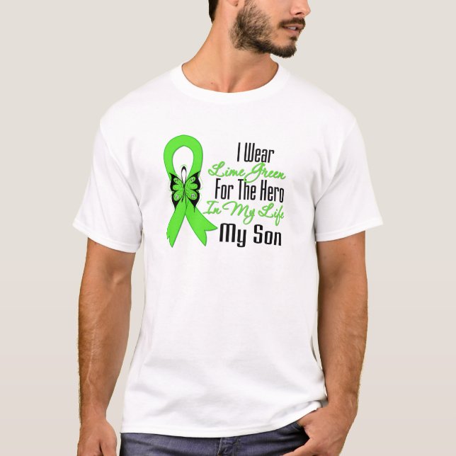 Lymfkörtelcancercancerband min hjälte min Son Tee Shirt (Framsida)