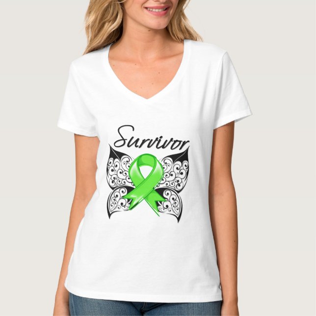 Lymfkörtelcanceröverlevandefjäril T Shirt (Framsida)