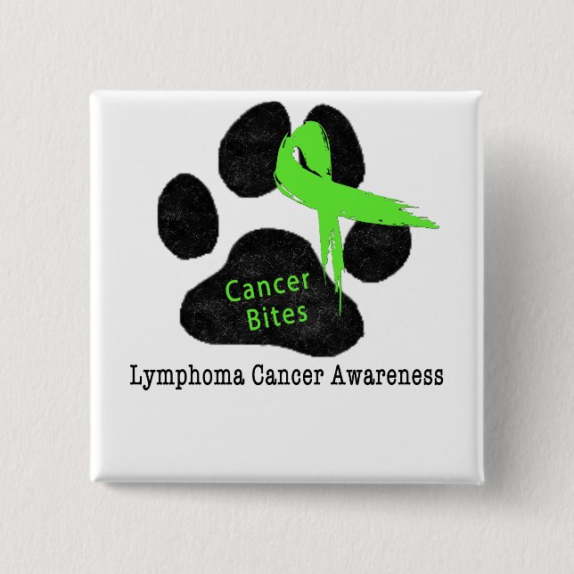 Lymfom Cancer Band Pälsavtryck Grönt Knapp (Framsida)