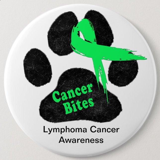 Lymfom Cancer Hund Tassavtryck Grönt Band Knapp (lymphoma cancer paw print green and black awareness button)
