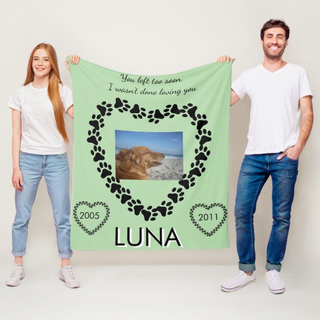 Lymfom medvetenhet Pawi tryck Hjarta Fleecefilt (På plats)