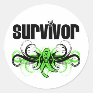 Lymfom Survivor Grunge Winged Emblem Runt Klistermärke