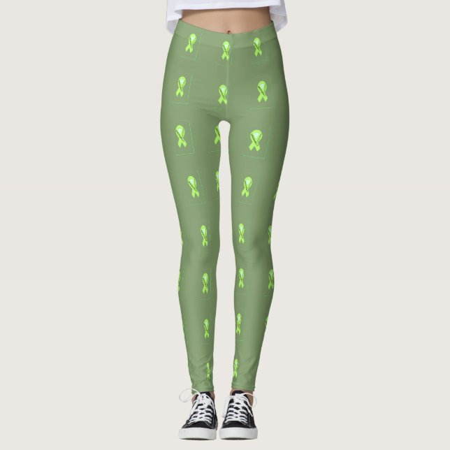 Lymfommedvetenhet - Hyllning med grönt band Leggings (Framsida)