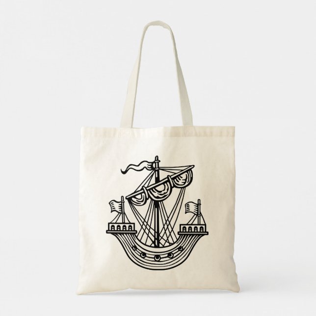 Lymphad (Heraldic Frakt) - Black Tote Bag Tygkasse (Baksida)