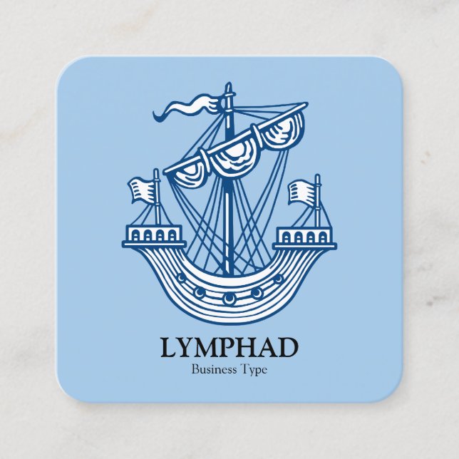 Lymphad (Heraldic Frakt) - Indigo Blue Fyrkantigt Visitkort (Framsida)