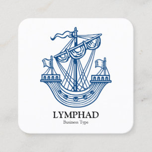 Lymphad (Heraldic Frakt) - Indigo Blue on White Fyrkantigt Visitkort