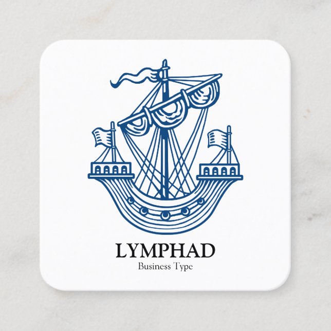 Lymphad (Heraldic Frakt) - Indigo Blue on White Fyrkantigt Visitkort (Framsida)