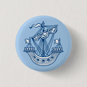 Lymphad (Heraldic Frakt) - Indigo Stil Blue Knapp