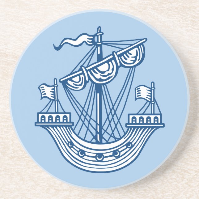 Lymphad (Heraldic Frakt) - Indigo Stil Blue Underlägg (Framsidan)