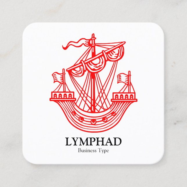 Lymphad (Heraldic Frakt) - Red on Black Fyrkantigt Visitkort (Framsida)