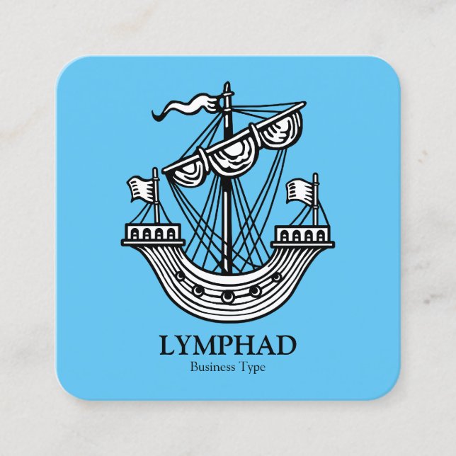 Lymphad (Heraldic Frakt) - svart på Himlar Blue Fyrkantigt Visitkort (Framsida)