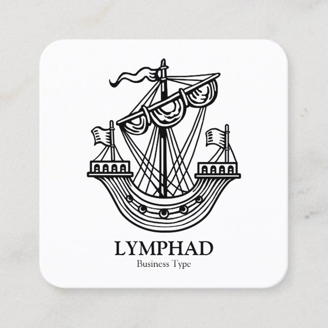 Lymphad (Heraldic Frakt) - Svartvit Fyrkantigt Visitkort (Framsida)