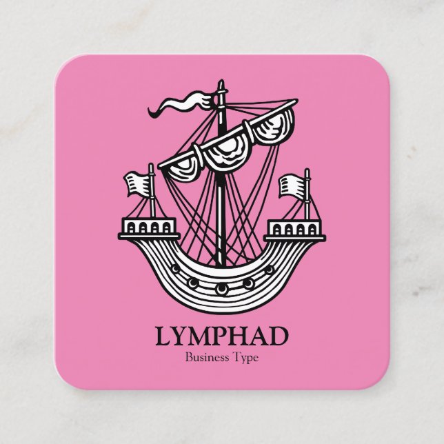 Lymphad (Heraldisk Frakt) - Svart på Rosan Fyrkantigt Visitkort (Framsida)