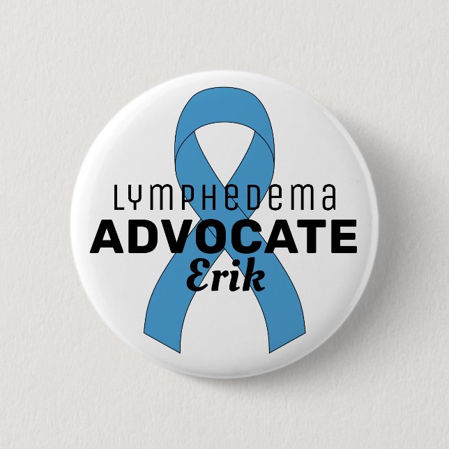 Lymphedema Advocate Ribbon White Button Knapp (Framsida)