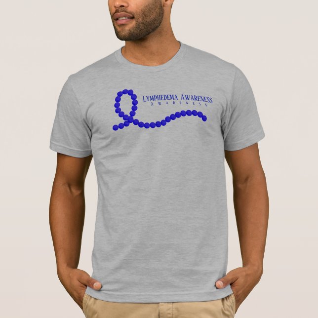 Lymphedema Awareness Blue Ribbon Pärlor T Shirt (Framsida)