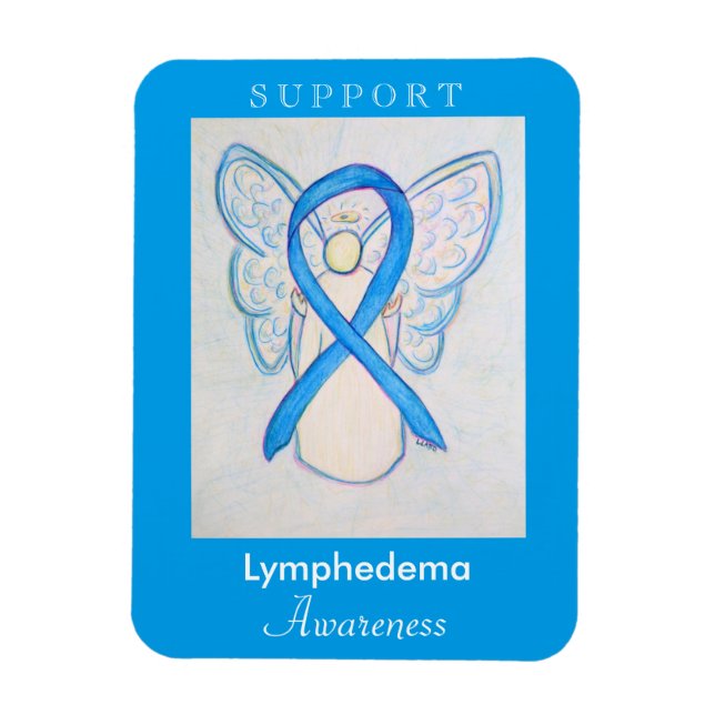 Lymphedema Awareness Ribbon Angel Anpassningsbar M Magnet (Vertikal)