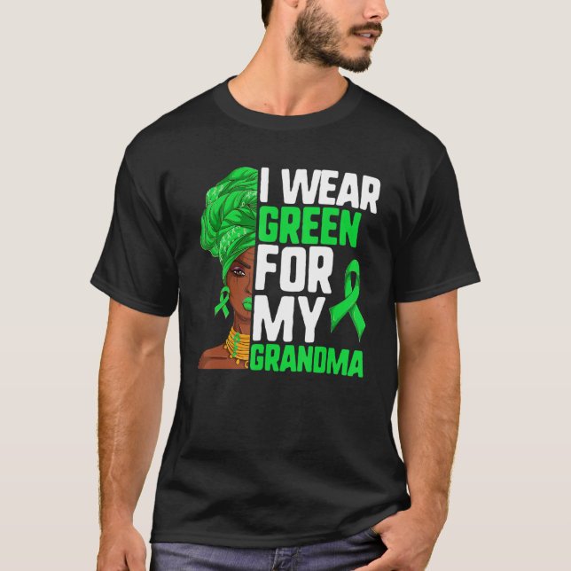 Lymphoma Afro Black Women I Bära Grönt för min Gra T Shirt (Framsida)