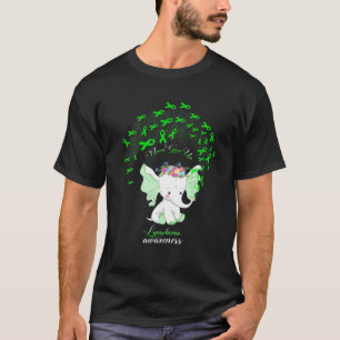 Lymphoma Awareness Elephant Warrior Grönt Ribbon T Shirt
