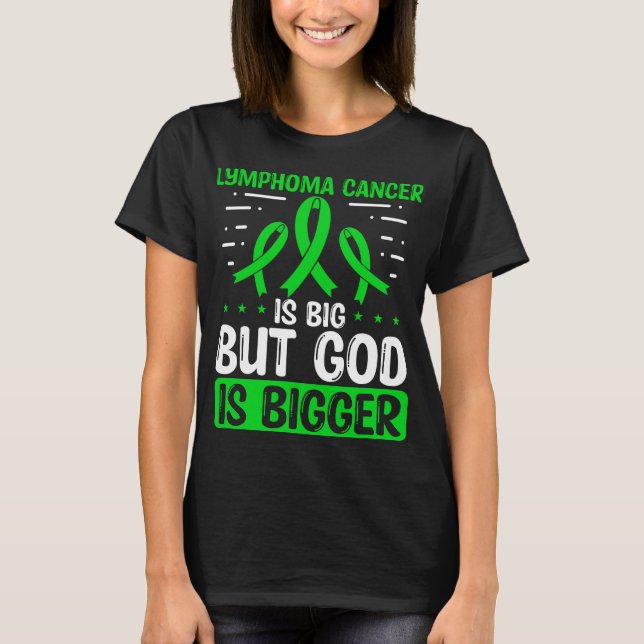 Lymphoma Cancer Awareness God Cancer Ribbon T Shirt (Framsida)