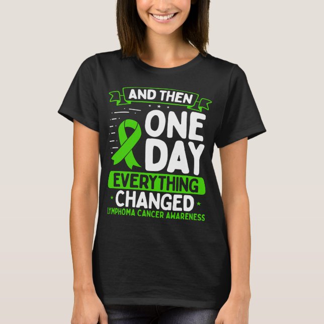 Lymphoma Cancer Awareness Warrior Survivor Ribbon T Shirt (Framsida)