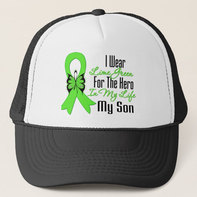 Lymphoma Cancer Ribbon Min Hero Min son Truckerkeps (Framsida)