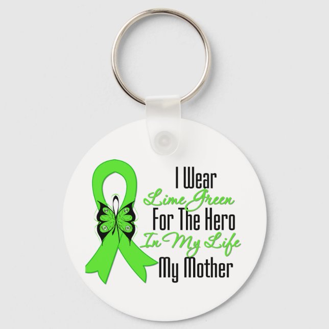 Lymphoma Cancer Ribbon My Hero My Mor Nyckelring (Framsida)