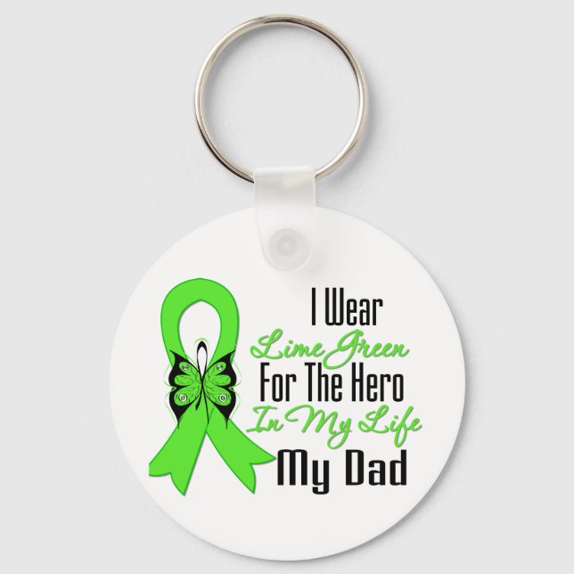 Lymphoma Cancer Ribbon My Hero My Pappa Nyckelring (Framsida)