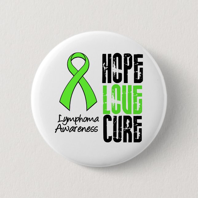 Lymphoma Hope Kärlek Cure Ribbon Knapp (Framsida)