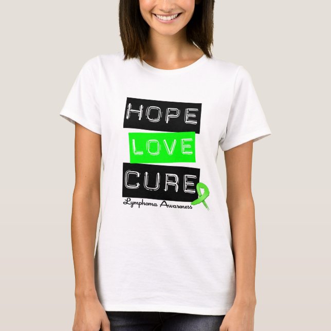 Lymphoma Hope Kärlek Cure T-shirt (Framsida)