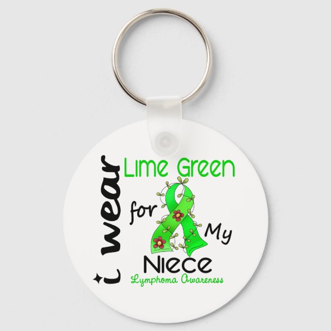 Lymphoma I Bära Lime Green för min dotter 43 Nyckelring (Framsida)