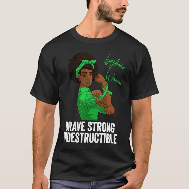 Lymphoma Warrior Strong Black Women Rosie Riv T Shirt (Framsida)