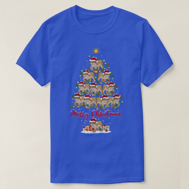 Lyn Animal Lover Matching Santa Lyn Julgran T Shirt (Design framsida)