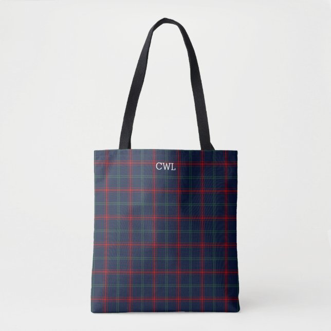 Lynch Klan Tartan Navy Blue Play Monogram Tygkasse (Framsida)