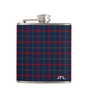 Lynch Tartan Monogram - blå pärla Fickplunta