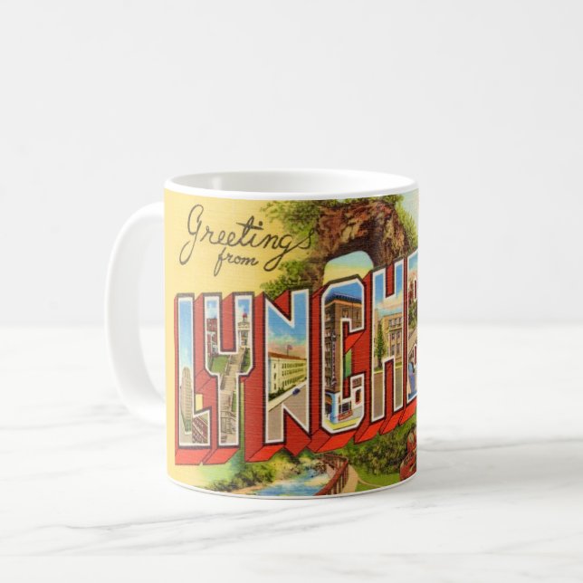 Lynchburg VA vykortsmugg Kaffemugg (Framsida vänster)