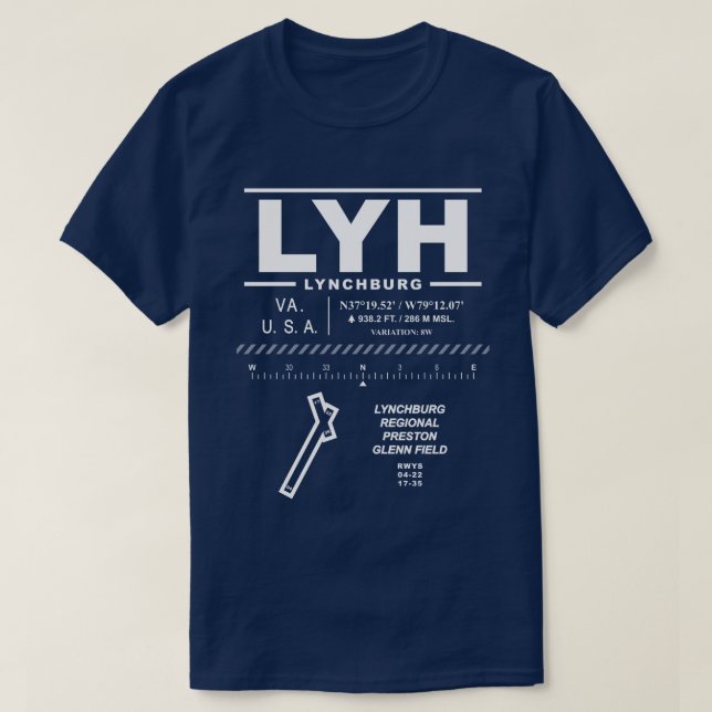 Lynchburgs regionala flygplats LYH T-Shirt (Design framsida)