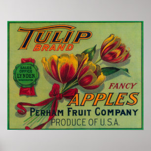 Lynden WashingtonTulip Apple lådaetikett Poster