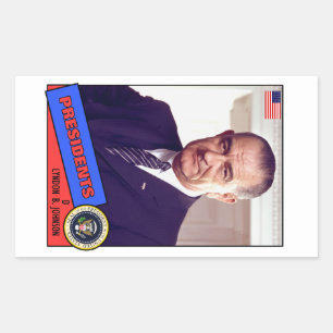 Lyndon B. Johnson Baseball Card Rektangulärt Klistermärke