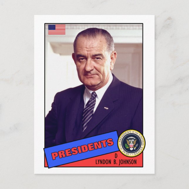 Lyndon B. Johnson Baseball Card Vykort (Framsida)