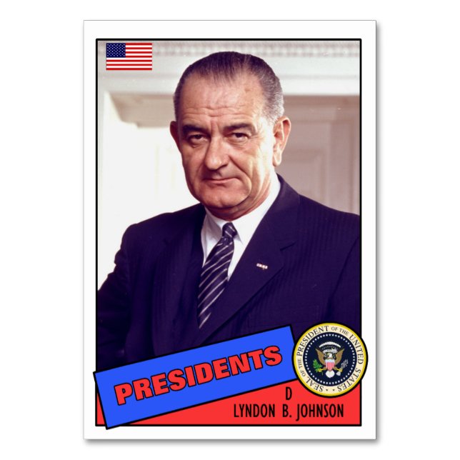 Lyndon B. Johnson Basebollkort Bordsnummer (Framsidan)