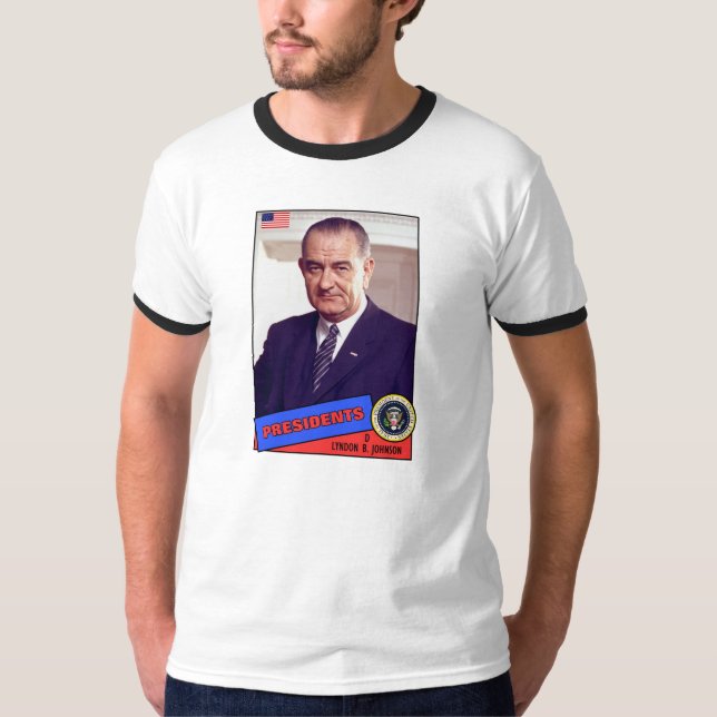 Lyndon B. Johnson Basebollkort T-shirt (Framsida)
