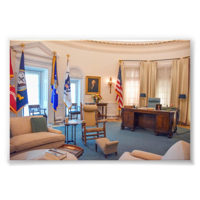 Lyndon Baines Johnson Oval Office Replica Fototryck (Framsidan)